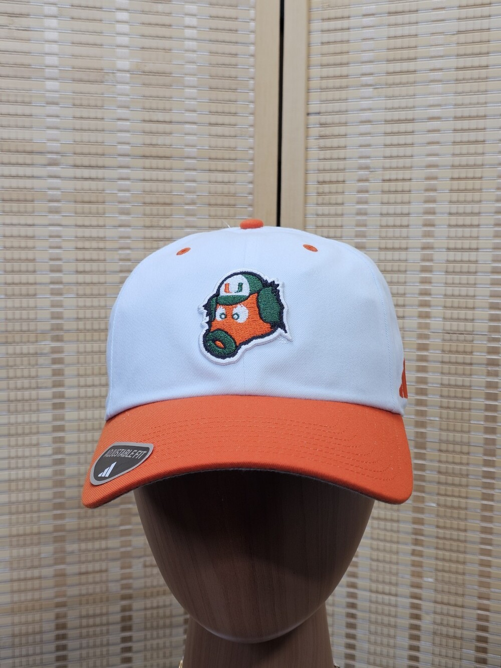 Adidas Miami Hurricanes Sebastian Adjustable Hat White Orange One Size New